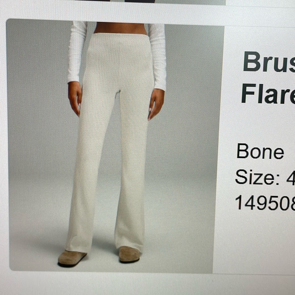 Brushed soft stream ribbed zip flared pants color bone size 4 tall long